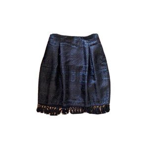 Sachin & Babi Black Tassels Trim Skirt Short Damask Fringe Size 12 Medium
